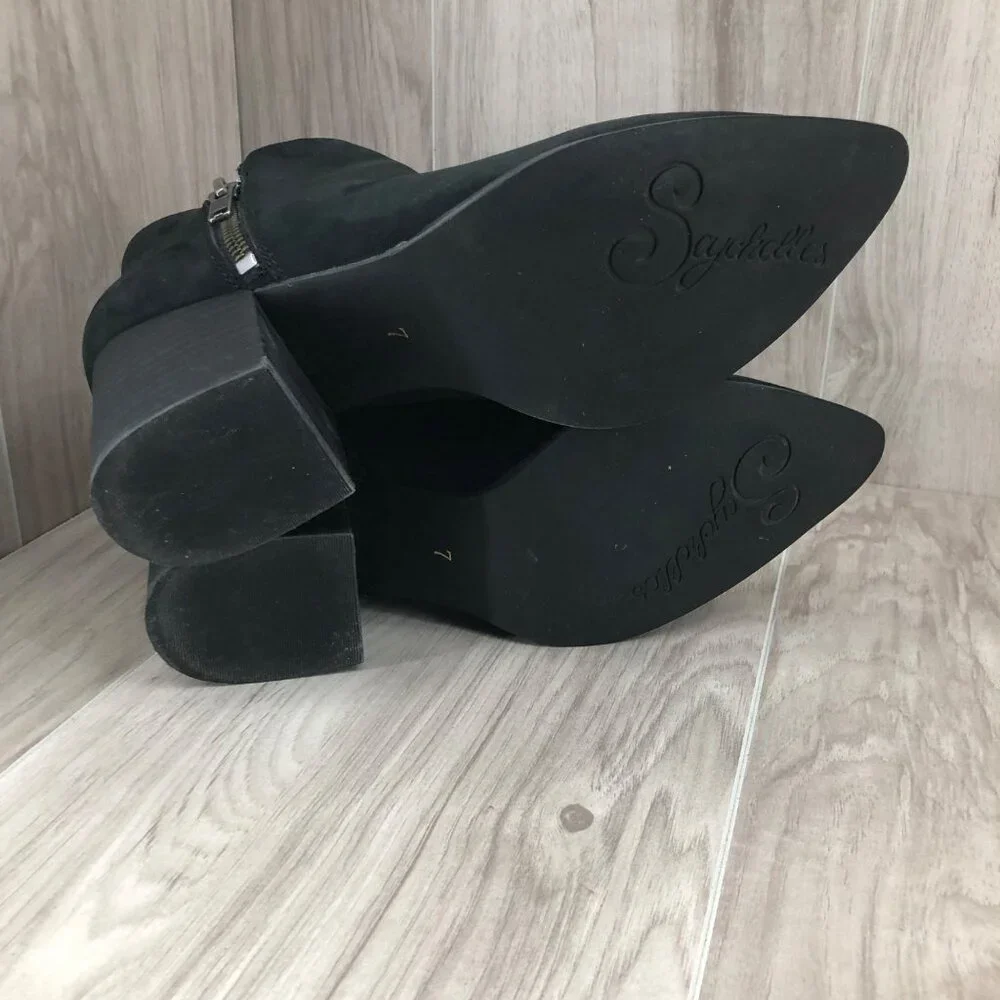 Seychelles Ankle Boots Womens 7 Chapparal Black Nubuck Leather Zip Booties